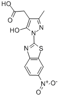 CAS#: 84968-81-0， 5-Hydroxy-3-Methyl-1-(6-Nitro-2-Benzothiazolyl)-1H-Pyrazole-4-Acetic Acid