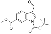 structure of CAS# 850374-95-7, 1-Tert-Butyl 6-Methyl 3-Formyl-1H-Indole-1,6-Dicarboxylate;1-TERT-BUTYL 6-METHYL 3-FORMYL-1H-INDOLE-1,6-DICARBOXYLATE;3-FORMYL-6-(METHOXYCARBONYL)-1H-INDOLE, N-BOC PROTECTED