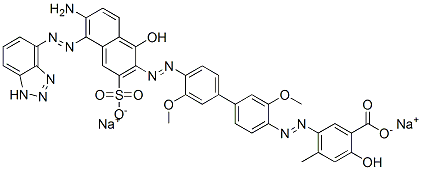 CAS#: 85153-20-4， Disodium 5-[[4'-[[6-Amino-5-(1H-Benzotriazol-4-Ylazo)-1-Hydroxy-3-Sulphonato-2-Naphthyl]Azo]-3,3'-Dimethoxy[1,1'-Biphenyl]-4-Yl]Azo]-4-Methylsalicylate
