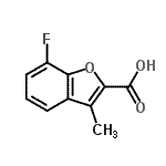 结构式 CAS# 852388-66-0, 7-氟-3-甲基-1-苯并呋喃-2-羧酸