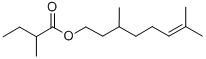 CAS#: 85409-36-5， 2-Methyl-Butanoic Acid 3,7-Dimethyl-6-Octen-1-Yl Ester