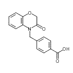 structure of CAS# 857492-98-9, 4-[(3-Oxo-2,3-dihydro-4H-1,4-benzoxazin-4-yl)methyl]benzoic acid;4-((3-oxo<wbr>-2H-benzo<wbr>[b][1,4]o<wbr>xazin-4(3<wbr>H)-yl)met<wbr>hyl)benzo<wbr>ic acid;4-(3-Oxo-<wbr>2,3-dihyd<wbr>ro-benzo[<wbr>1,4]oxazi<wbr>n-4-ylmet<wbr>hyl)-benz<wbr>oic acid;4-(4-Carboxybenzyl)-2H-1,4-benzoxazin-3(4H)-one