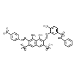 CAS#: 85750-18-1， 4-Amino-5-hydroxy-6-{[2-methyl-5-(phenylsulfamoyl)phenyl]diazenyl}-3-[(4-nitrophenyl)diazenyl]-2,7-naphthalenedisulfonic acid