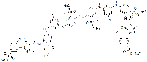 CAS#: 85959-11-1， Hexasodium 4,4-Bis((4-Chloro-6-((3-((1-(2-Chloro-5-Sulphonatophenyl)-4,5-Dihydro-3-Methyl-5-Oxo-1H-Pyrazol-4-Yl)Azo)-4-Sulphonatophenyl)Amino)-1,3,5-Triazin-2-Yl)Amino)Stilbene-2,2-Disulphonate