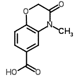 structure of CAS# 861338-27-4, 4-Methyl-3-oxo-3,4-dihydro-2H-1,4-benzoxazine-6-carboxylic acid;4-methyl-<wbr>3-oxo-2H-<wbr>benzo[e]1<wbr>,4-oxazap<wbr>erhydroin<wbr>e-6-carbo<wbr>xylic acid;4-Methyl-<wbr>3-oxo-3,4<wbr>-dihydro-<wbr>2H-benzo[<wbr>1,4]oxazi<wbr>ne-6-carb<wbr>oxylic ac<wbr>id;MFCD10037671