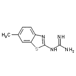 structure of CAS# 86328-44-1, 1-(6-Methyl-1,3-benzothiazol-2-yl)guanidine;1-(6-methylbenzo[d]thiazol-2-yl)guanidine;guanidine, N-(6-methyl-2-benzothiazolyl);guanidine, N-(6-methyl-2-benzothiazolyl)-