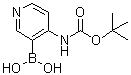 structure of CAS# 863752-59-4, Boc-4-Aminopyridine-3-Boronic Acid;{4-[(Tetr-Butoxycarbonyl)Amino]Pyridin-3-Yl} Boronic Acid;(4-[(TERT-BUTOXYCARBONYL)AMINO]PYRIDIN-3-YL)BORONIC ACID;4-(T-Butoxycarbonylamino)Pyridine-3-Boronic Acid