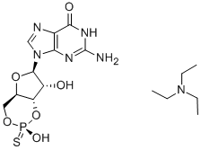 structure of CAS# 86562-09-6, Guanosine 3',5'-Cyclic Monophosphorothioate, Rp-Isomer, Triethylammonium Salt
