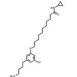 structure of CAS# 869376-63-6, N-Cyclopropyl-11-(3-hydroxy-5-pentylphenoxy)undecanamide;11-(3-hyd<wbr>roxy-5-pe<wbr>ntylpheno<wbr>xy)undeca<wbr>noic acid<wbr> cyclopro<wbr>pylamide;CB-25;N-cyclopropyl-11-(3-hydroxy-5-pentylphenoxy)-undecanamide