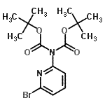结构式 CAS# 870703-61-0, 6-(二-叔丁氧羰基-氨基)-2-溴吡啶