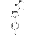 structure of CAS# 870703-96-1, 5-(4-Bromophenyl)-1,2-oxazole-3-carbohydrazide;5- ISOXAZOLE-3-CARBOXYLI&;5-(4-bromophenyl)-1,2-oxazole-3-carbohydrazide;5-(4-Bromophenyl)isoxazole-3-carboxylic acid hydrazide