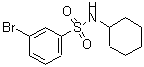 structure of CAS# 871269-10-2, 3-Bromo-N-cyclohexylbenzenesulfonamide;n-cyclohexyl 3-bromobenzenesulfonamide;N-Cyclohexyl3-bromobenzenesulfonamide;ZINC04369248