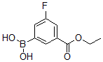 structure of CAS# 871329-85-0, 3-Borono-5-Fluoro-Benzoic Acid 1-Ethyl Ester;3-Fluoro-5-(Ethoxycarbonyl)Benzeneboronicacid97%;(3-(Ethoxycarbonyl)-5-Fluorophenyl)Boronic Acid;(3-FLUORO-5-ETHOXYCARBONYL)BENZENEBORONIC ACID