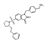 结构式 CAS# 872254-32-5, 1-(4-甲氧基苄基)-5-({(2S)-2-[(3-吡啶基氧基)甲基]-1-吡咯烷基}磺酰基)-1H-吲哚-2,3-二酮