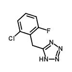 structure of CAS# 874607-03-1, 5-(2-Chloro-6-fluorobenzyl)-1H-tetrazole;5-(2-chloro-6-fluorobenzyl)-2h-tetrazole;5-(2-Chloro-6-Fluoro-Benzyl)-2H-Tetrazole;5-[(2-chloro-6-fluorophenyl)methyl]-2H-1,2,3,4-tetraazole