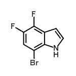 structure of CAS# 877160-16-2, 7-Bromo-4,5-difluoro-1H-indole;7-bromo-4,5-difluoro-1H-indole;7-Bromo-4,5-difluoroindol;MFCD06656573