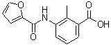结构式 CAS# 878426-41-6, 3-(2-呋喃并基氨基)-2-甲基苯甲酸