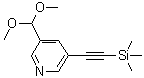 structure of CAS# 879326-80-4, 3-(Dimethoxymethyl)-5-[(trimethylsilyl)ethynyl]pyridine;3-(dimethoxymethyl)-5-((trimethylsilyl)ethynyl)pyridine;3-Dimethoxymethyl-5-trimethylsilanylethynyl-pyridine;MFCD08457777