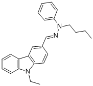 结构式 CAS# 88107-84-0, 9-乙基-3-(N-丁基-N-苯基亚肼基甲基)咔唑