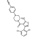 CAS#: 883042-07-7， 4-(4-{[3-(2,6-Dichlorophenyl)-5-methyl-1,2-oxazol-4-yl]carbonyl}-1-piperazinyl)benzonitrile