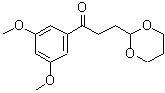 structure of CAS# 884504-44-3, 1-(3,5-Dimethoxyphenyl)-3-(1,3-dioxan-2-yl)-1-propanone;3',5'-dimethoxy-3-(1,3-dioxan-2-yl)propiophenone;3',5'-Dimethoxy-3-(1,3-Dioxan-2-Yl)-Propiophenone;MFCD02261846