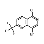 structure of CAS# 890301-89-0, 8-Bromo-5-chloro-2-(trifluoromethyl)-1,6-naphthyridine;1,6-NAPHTHYRIDINE,8-BROMO-5-CHLORO-2-(TRIFLUOROMETHYL)-;8-Bromo-5-chloro-2-(trifluoromethyl)-1,6-;MFCD08567942
