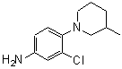 结构式 CAS# 893750-70-4, 3-氯-4-(3-甲基-1-哌啶基)苯胺