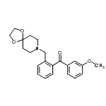 structure of CAS# 898755-80-1, [2-(1,4-Dioxa-8-azaspiro[4.5]dec-8-ylmethyl)phenyl](3-methoxyphenyl)methanone;2-[8-(1,4<wbr>-dioxa-8-<wbr>azaspiro[<wbr>4.5]decyl<wbr>)methyl]-<wbr>3'-methox<wbr>y benzoph<wbr>enone