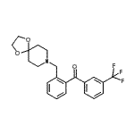 structure of CAS# 898756-30-4, [2-(1,4-Dioxa-8-azaspiro[4.5]dec-8-ylmethyl)phenyl][3-(trifluoromethyl)phenyl]methanone;2-[8-(1,4<wbr>-dioxa-8-<wbr>azaspiro[<wbr>4.5]decyl<wbr>)methyl]-<wbr>3'-triflu<wbr>orobenzop<wbr>henone