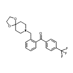 structure of CAS# 898756-33-7, [2-(1,4-Dioxa-8-azaspiro[4.5]dec-8-ylmethyl)phenyl][4-(trifluoromethyl)phenyl]methanone;2-[8-(1,4<wbr>-dioxa-8-<wbr>azaspiro[<wbr>4.5]decyl<wbr>)methyl]-<wbr>4'-triflu<wbr>orobenzop<wbr>henone