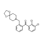 structure of CAS# 898756-48-4, (2,3-Dichlorophenyl)[2-(1,4-dioxa-8-azaspiro[4.5]dec-8-ylmethyl)phenyl]methanone;2,3-dichl<wbr>oro-2'-[8<wbr>-(1,4-dio<wbr>xa-8-azas<wbr>piro[4.5]<wbr>decyl)met<wbr>hyl]benzo<wbr>phenone