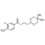 structure of CAS# 898757-15-8, 4-(5,5-Dimethyl-1,3-dioxan-2-yl)-1-(3-iodo-4-methylphenyl)-1-butanone;4-(5,5-di<wbr>methyl-1,<wbr>3-dioxan-<wbr>2-yl)-3'-<wbr>iodo-4'-m<wbr>ethylbuty<wbr>rophenone
