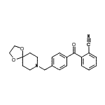 structure of CAS# 898757-58-9, 2-[4-(1,4-Dioxa-8-azaspiro[4.5]dec-8-ylmethyl)benzoyl]benzonitrile;2-cyano-4<wbr>'-[8-(1,4<wbr>-dioxa-8-<wbr>azaspiro[<wbr>4.5]decyl<wbr>)methyl]b<wbr>enzopheno<wbr>ne