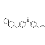 structure of CAS# 898757-74-9, [4-(1,4-Dioxa-8-azaspiro[4.5]dec-8-ylmethyl)phenyl][4-(methylsulfanyl)phenyl]methanone;4'-[8-(1,<wbr>4-dioxa-8<wbr>-azaspiro<wbr>[4.5]decy<wbr>l)methyl]<wbr>-4-thiome<wbr>thyl benz<wbr>ophenone