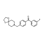 structure of CAS# 898757-84-1, [4-(1,4-Dioxa-8-azaspiro[4.5]dec-8-ylmethyl)phenyl](3-fluorophenyl)methanone;4'-[8-(1,<wbr>4-dioxa-8<wbr>-azaspiro<wbr>[4.5]decy<wbr>l)methyl]<wbr>-3-fluoro<wbr>benzophen<wbr>one