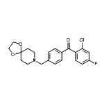 structure of CAS# 898758-19-5, (2-Chloro-4-fluorophenyl)[4-(1,4-dioxa-8-azaspiro[4.5]dec-8-ylmethyl)phenyl]methanone;2-chloro-<wbr>4'-[8-(1,<wbr>4-dioxa-8<wbr>-azaspiro<wbr>[4.5]decy<wbr>l)methyl]<wbr>-4-fluoro<wbr>benzophen<wbr>one