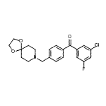 structure of CAS# 898758-22-0, (3-Chloro-5-fluorophenyl)[4-(1,4-dioxa-8-azaspiro[4.5]dec-8-ylmethyl)phenyl]methanone;3-chloro-<wbr>4'-[8-(1,<wbr>4-dioxa-8<wbr>-azaspiro<wbr>[4.5]decy<wbr>l)methyl]<wbr>-5-fluoro<wbr>benzophen<wbr>one