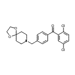 structure of CAS# 898758-34-4, (2,5-Dichlorophenyl)[4-(1,4-dioxa-8-azaspiro[4.5]dec-8-ylmethyl)phenyl]methanone;2,5-dichl<wbr>oro-4'-[8<wbr>-(1,4-dio<wbr>xa-8-azas<wbr>piro[4.5]<wbr>decyl)met<wbr>hyl]benzo<wbr>phenone