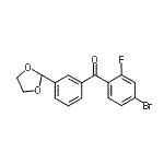 structure of CAS# 898759-37-0, (4-Bromo-2-fluorophenyl)[3-(1,3-dioxolan-2-yl)phenyl]methanone;4-bromo-3'-(1,3-dioxolan-2-yl)-2-fluorobenzophenone
