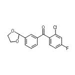 structure of CAS# 898759-40-5, (2-Chloro-4-fluorophenyl)[3-(1,3-dioxolan-2-yl)phenyl]methanone;2-chloro-3'-(1,3-dioxolan-2-yl)-4-fluorobenzophenone