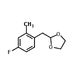 structure of CAS# 898759-57-4, 2-(4-Fluoro-2-methylbenzyl)-1,3-dioxolane;4-Fluoro-2-methyl (1,3-dioxolan-2-ylmethyl)benzene;4-FLUORO-2-METHYL(1,3-DIOXOLAN-2-YLMETHYL)BENZENE