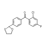 structure of CAS# 898760-60-6, (2-Chloro-4-fluorophenyl)[4-(1,3-dioxolan-2-yl)phenyl]methanone;2-chloro-4'-(1,3-dioxolan-2-yl)-4-fluorobenzophenone