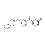 structure of CAS# 898761-73-4, (3-Chlorophenyl)[3-(1,4-dioxa-8-azaspiro[4.5]dec-8-ylmethyl)phenyl]methanone;3-chloro-<wbr>3'-[8-(1,<wbr>4-dioxa-8<wbr>-azaspiro<wbr>[4.5]decy<wbr>l)methyl]<wbr>benozphen<wbr>one