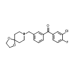 structure of CAS# 898761-97-2, (3-Chloro-4-fluorophenyl)[3-(1,4-dioxa-8-azaspiro[4.5]dec-8-ylmethyl)phenyl]methanone;3-chloro-<wbr>3'-[8-(1,<wbr>4-dioxa-8<wbr>-azaspiro<wbr>[4.5]decy<wbr>l)methyl]<wbr>-4-fluoro<wbr>benzophen<wbr>one