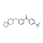 structure of CAS# 898762-07-7, [3-(1,4-Dioxa-8-azaspiro[4.5]dec-8-ylmethyl)phenyl][4-(trifluoromethyl)phenyl]methanone;3-[8-(1,4<wbr>-dioxa-8-<wbr>azaspiro[<wbr>4.5]decyl<wbr>)methyl]-<wbr>4'-triflu<wbr>orobenzop<wbr>henone