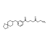 structure of CAS# 898762-61-3, Ethyl 5-[3-(1,4-dioxa-8-azaspiro[4.5]dec-8-ylmethyl)phenyl]-5-oxopentanoate;ethyl 5-[<wbr>3-[8-(1,4<wbr>-dioxa-8-<wbr>azaspiro[<wbr>4.5]decyl<wbr>)methyl]p<wbr>henyl]-5-<wbr>oxovalera<wbr>te