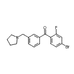 structure of CAS# 898770-68-8, (4-Bromo-2-fluorophenyl)[3-(1-pyrrolidinylmethyl)phenyl]methanone;4-bromo-2-fluoro-3'-pyrrolidinomethyl benzophenone