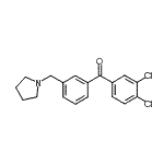 structure of CAS# 898770-82-6, (3,4-Dichlorophenyl)[3-(1-pyrrolidinylmethyl)phenyl]methanone;3,4-dichloro-3'-pyrrolidinomethyl benzophenone