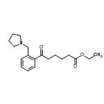 structure of CAS# 898775-33-2, Ethyl 6-oxo-6-[2-(1-pyrrolidinylmethyl)phenyl]hexanoate;ethyl 6-oxo-6-[2-(pyrrolidinomethyl)phenyl]hexanoate