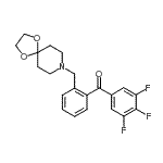 structure of CAS# 898781-08-3, [2-(1,4-Dioxa-8-azaspiro[4.5]dec-8-ylmethyl)phenyl](3,4,5-trifluorophenyl)methanone;2'-[8-(1,<wbr>4-dioxa-8<wbr>-azaspiro<wbr>[4.5]decy<wbr>l)methyl]<wbr>-3,4,5-tr<wbr>ifluorobe<wbr>nzophenone